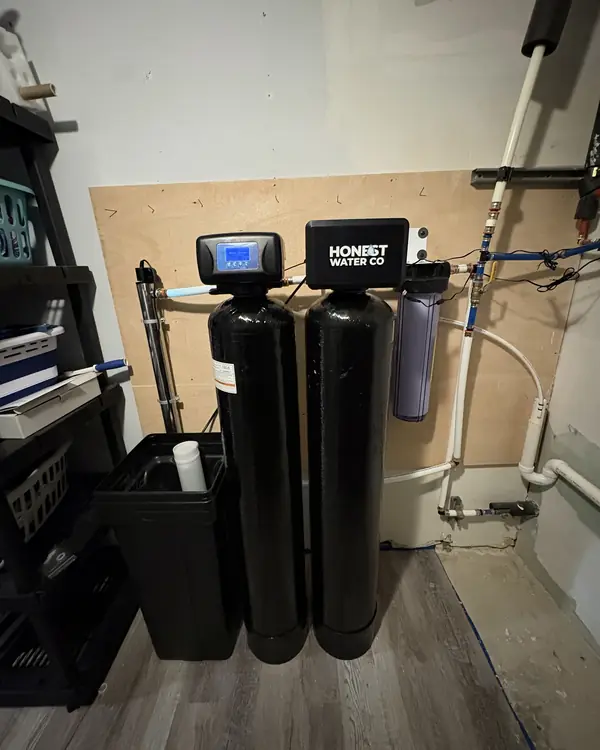 Honest Water Co two-tank system with whole-home sediment filter and UV unit